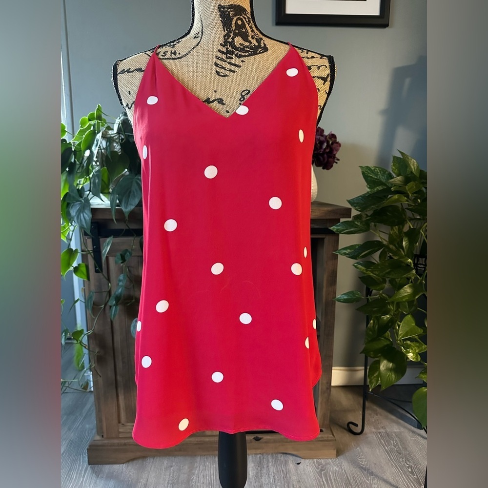 LOFT red/white polka dot blouse/tank top.